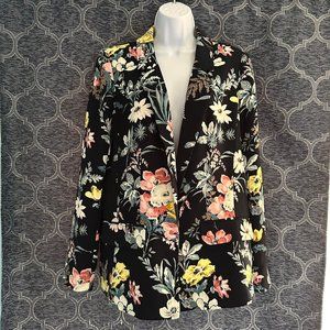 Loft women's size  8 long sleeve floral navy blue blazer/jacket